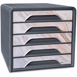 Module de rangement - CEP - 5 tiroirs - Gris orage - Marbre Rose - Bureau tendance