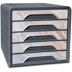 Module de rangement - CEP - 5 tiroirs - Gris orage - Marbre Rose - Bureau tendance