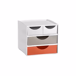 Compact et pratique, il allie organisation et design coloré pour vos espaces de travail. Mini module de rangement 4 tiroirs, ...