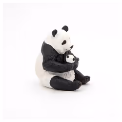 Papo Panda assis et son bébé, 3 an(s), Wild animal kingdom, Noir, Blanc, PVC