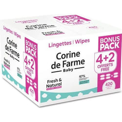 Pack de 6 paquets de lingettes change Fresh&Natural x70