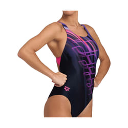 Maillot de bain 1 pièce Noir/Rose Fille Arena Shading Pro B