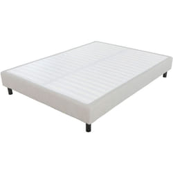 Sommier déco en Kit + pieds 140x190 - Newkit 40 lattes bois - Tissu crème - h. 18 cm