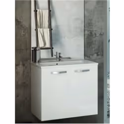 - Meuble monté d'usine - 2 tiroirs coulissants sous-vasque H.60 cm - Système d'ouverture soft-close - Avec poignée métal chro ...
