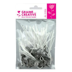 GRAINE CREATIVE 153400 mèche pour fabrication de bougies Blanc 70 mm 50 pièce(s)