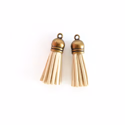 GRAINE CREATIVE 2 Tassels Finition Bronze Blanc, Suédine, Métal, Blanc, Bronze, 2 pièce(s)