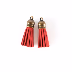 GRAINE CREATIVE 2 Tassels Finition Bronze Rouge, Suédine, Métal, Rouge, Bronze, 2 pièce(s)