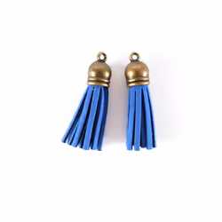 GRAINE CREATIVE 2 Tassels Finition Bronze Bleu, Suédine, Métal, Bleu, Bronze, 2 pièce(s)
