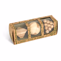 Cartamundi Boîte Cadeau - 3 Casse-Tête En Bambou 6 Cm, unisexe, Bois, 01-01-2019, Chine, 800 g, 210 mm