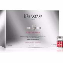 Dites adieu à la chute excessive de cheveux. La cure intense contre la chute des cheveux Kérastase Specifique apporte des résultats visibles qui ne se font pas attendre longtemps. Cette cure empêche la chute des cheveux et favorise la souplesse du cuir chevelu tout en améliorant la qualité de vos nouvelles fibres capillaires.