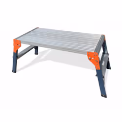 En aluminium = léger. Patins antidérapants. Longueur : 98 cm. Largeur : 45 cm. Hauteur de travail : 48,5 cm. Charge max. : 15 ...