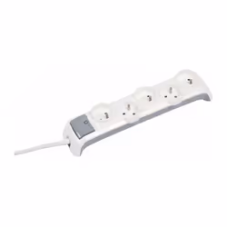 5 Prises 2P+T avec interrupteur Puissance maxi : 3680 W en 230 V Protection enfant 'Eclips' Finition : Blanc - gris