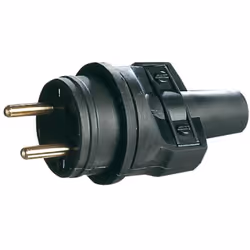 Fiche mâle 16A 2P+T. IP44. Pour câble : H07 RNF - 3G1.5 maxiColoris : Noir