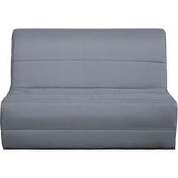 Banquette convertible BZ DUNLOPILLO- 2 places - Tissu gris - L 140 x H 94 x P 55 cm - PEARL