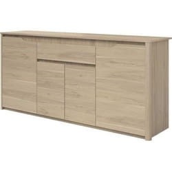 Buffet bas - Panneaux de particules - Décor chêne dakota - 4 portes + 1 tiroir - Betty - L 185 x P 46 x H 855 cm