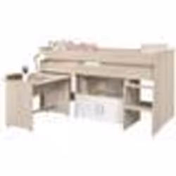 Lit combiné enfant Parisot ZOLA 90x200 cm - 2 portes - Avec bureau - Décor acacia clair et blanc