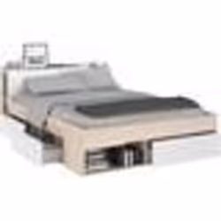 Lit adulte COMBO 140x190/200 cm -Acacia et blanc - 3 Tiroirs - PARISOT