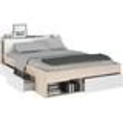 Lit adulte COMBO 140x190/200 cm -Acacia et blanc - 3 Tiroirs - PARISOT