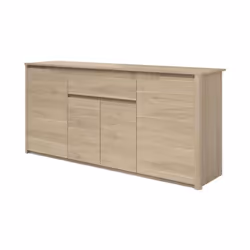 BETTY Buffet bas - Structure en panneaux de particules 15mm décor chene Dakota - Style et design contemporain - 4 portes et 1 ...