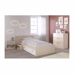 Description générale Chambre enfant complète comprenant un lit de dimensions 90 x 190 cm, une structure en panneaux de partic ...