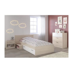 MARCO Chambre Enfant Complete style contemporain decor acacia clair et blanc - l 90 x L 190 cm