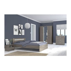 Les Tendances - ysa Chambre complete adulte - Contemporain - Decor noyer silver - l 140 x l 190 cm