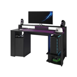 Les Tendances - parisot Bureau gaming led - Grande zone de jeu - Noir - l 152 x p 61,5 x h 86,7 cm - gaming