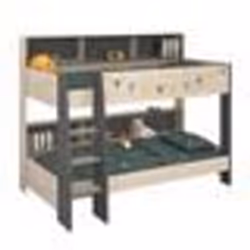 PARISOT Lits superposés enfant - Décor Chêne Jackson et Gris Ombre - Sommiers inclus - 2 x 90 x 200 cm - JIM