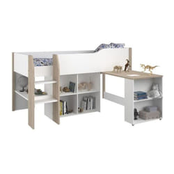 Les Tendances - parisot Combine enfant - Decor blanc et chene jackson - Sommier inclus - 90x200 cm - liam