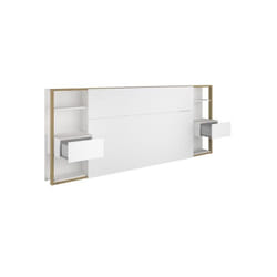 Les Tendances - Tete de Lit avec etageres + chevets - Decor chene artisan et blanc - l 255 x p 36 x h 103 cm - white