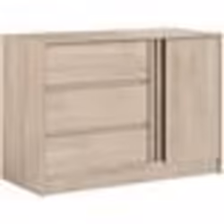 Commode ESCALE - 3 tiroirs - 1 porte - Décor chêne -  L 1098 x H 768 x P 50 cm
