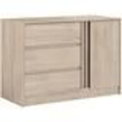Commode ESCALE - 3 tiroirs - 1 porte - Décor chêne -  L 1098 x H 768 x P 50 cm