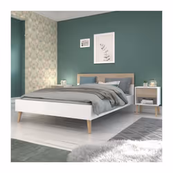 Lit adulte AALBORG : Profitez du confort et du style avec ce lit 140x190 cm. Fabriqué en panneaux de particules de 22 mm d'ép ...