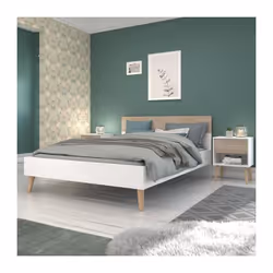 Lit adulte AALBORG : Offrez-vous un sommeil réparateur avec ce lit 160x200 cm au design scandinave. Fabriqué en panneaux de p ...