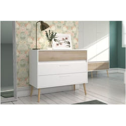 Commode - aalborg - 3 tiroirs - Blanc - Style scandinave - 90,8 x 40 x 77,5 Parisot