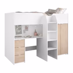 Description générale Ce lit mezzanine combiné est idéal pour optimiser l'espace dans la chambre de votre enfant. Avec un couc ...