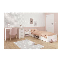 Parisot - Chambre complete enfant 3 pieces zodiac - Lit + chevet + bureau - Décor blanc mat