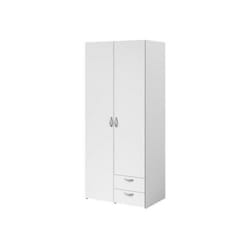 Armoire varia - Décor blanc - 2 portes battantes + 2 tiroirs - l 81 cm x h 185 x p 51 cm Parisot