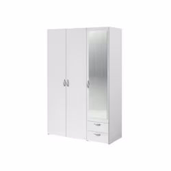 Armoire VARIA - Décor blanc - 3 portes battantes + miroir + 2 tiroirs - L 120 x H 185 x P 51 cm - PARISOT
