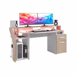 Bureau SILVER comportant 1 porte et 1 tiroir en partie basse, 1 rehausse pouvant accueillir jusqu'a 3 écrans, 1 espace dédié ...