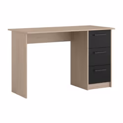 PARISOT Bureau droit 3 tiroirs - Panneaux de particules - Décor chene Brooklyn - L 121,4 x P 55 x H 74.5 cm - ESSENTIELLE