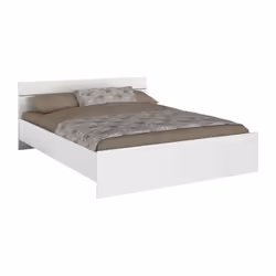 BOSTON Lit adulte - Structures en panneaux de particules revetus de papier décor blanc - Couchage 160x200 cm - Livré sans mat ...