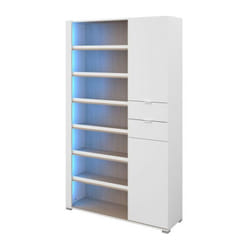 Armoire a chaussures SHoeS - Décor chene et Steam Black - 2 portes + 1 tiroir - l 110 x h 186 x p 33 cm - 20 paires Parisot