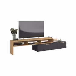 Le meuble TV RAW de PARISOT est un meuble de salon contemporain et design en panneau de particules décor Chene et Steam Black ...