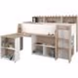 PARISOT Lit combiné enfant avec bureau rétractable - Décor blanc et chêne - 90x 200 cm - Sommier inclus -THEO