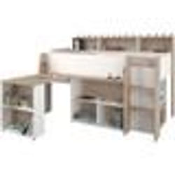 PARISOT Lit combiné enfant avec bureau rétractable - Décor blanc et chêne - 90x 200 cm - Sommier inclus -THEO
