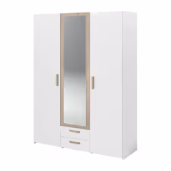 DREAM ARMOIRE 3 PORTES, PORTE CENTRALE AVEC MIROIR, 2 TIROIRS, 2/3 penderie a gauche et 1/3 lingere a droite avec 4 étageres, ...