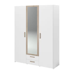 Armoire dream 3 portes - Panneau de particules - Miroir - Décor blanc - L150 x H200 x P52 cm