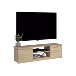 Le meuble TV classique Betty est fabriqué en panneau de particules revetu de papier décor chene. Il dispose de 2 portes et de ...