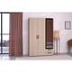 Armoire - Panneau de particules - Décor chêne et noir - 3 portes droites - Essentiel - Chambre - 120.3x185x51.7 cm